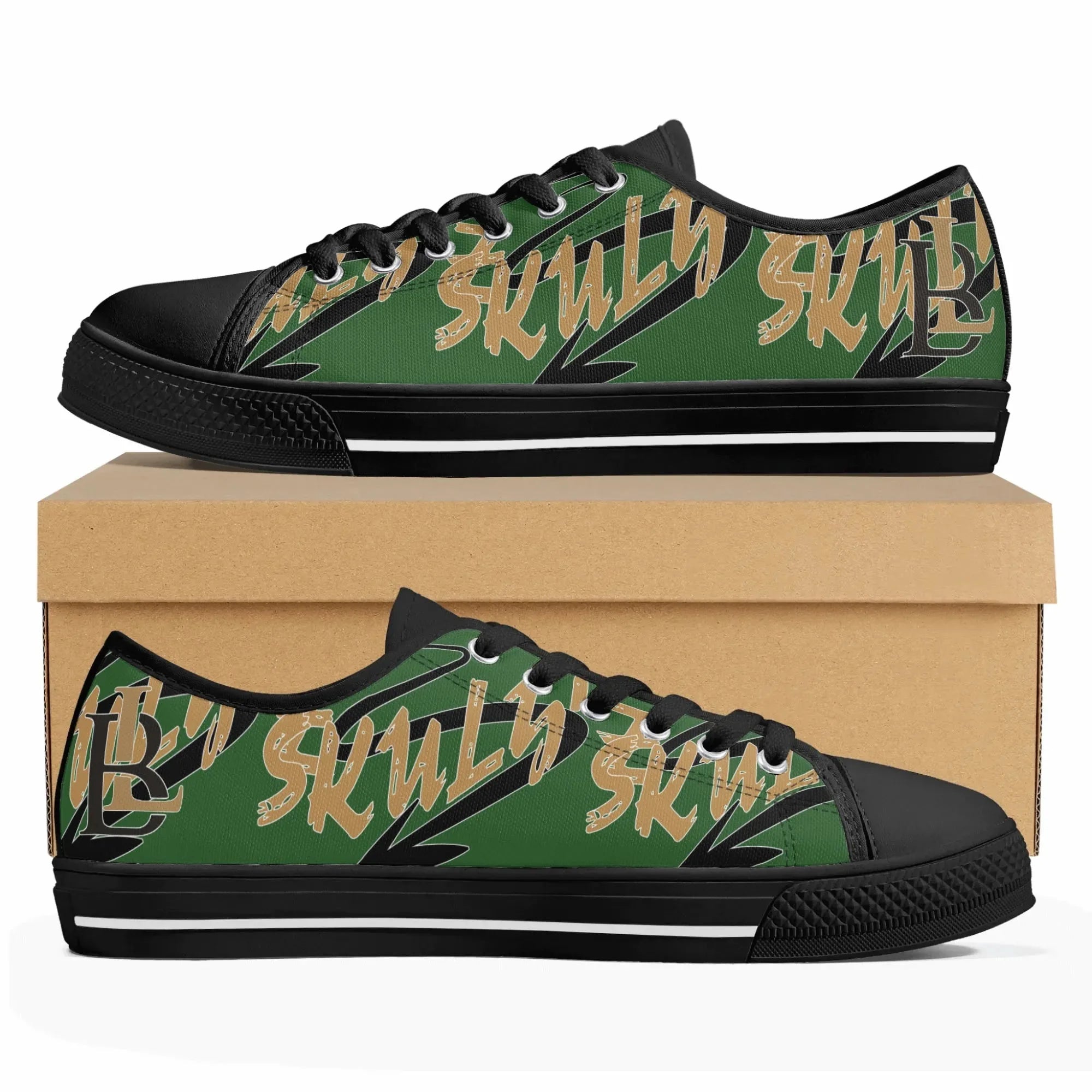 Skulyz Men’s Venom Green Low-Top Sneakers - Bloodline Streetwear LLC